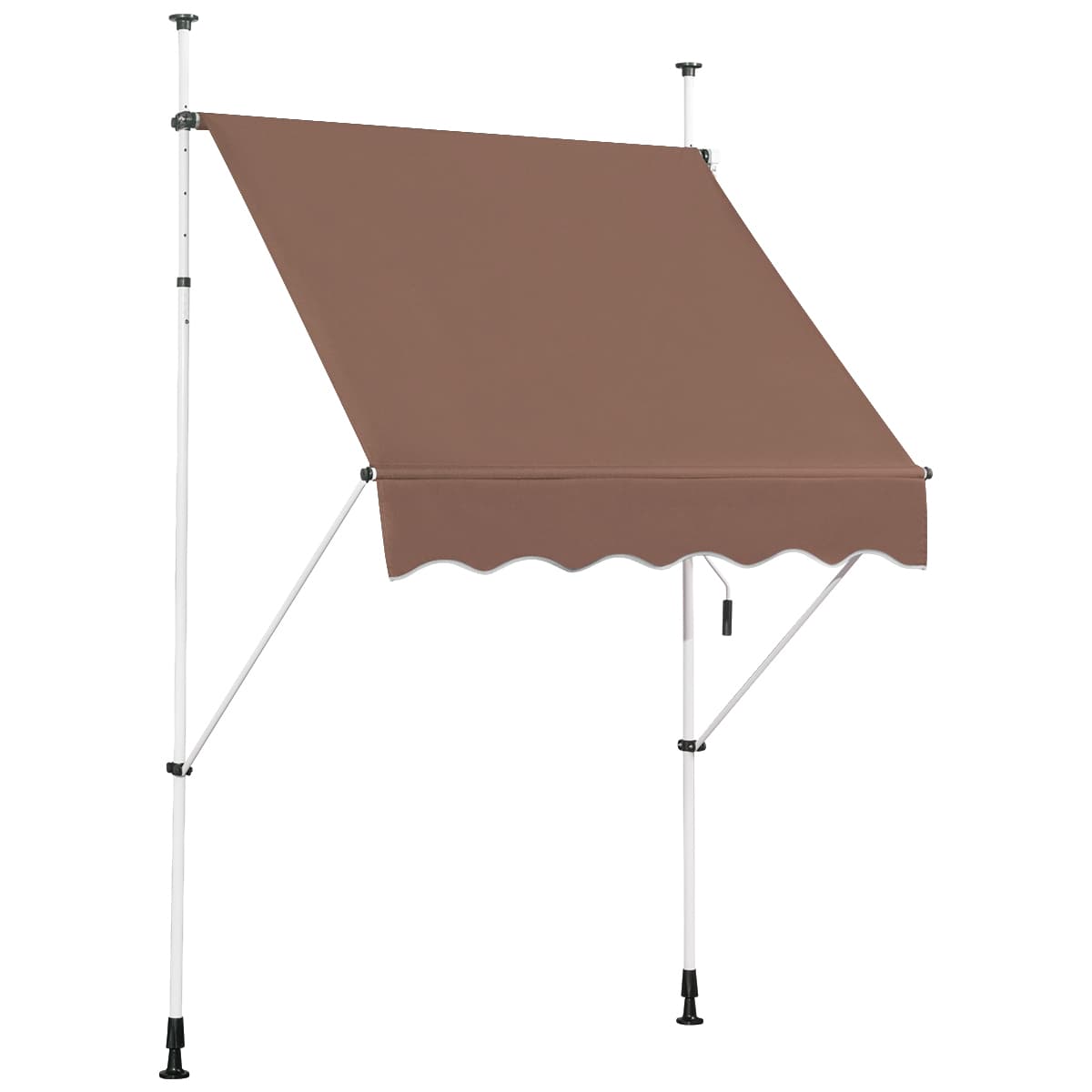 CostwayAuvent Rétractable Manuel 150x125CM Hauteur Réglable 2-3M sans Perçage en Métal et Tissu pour Fenêtre Balcon ou Jardin Café