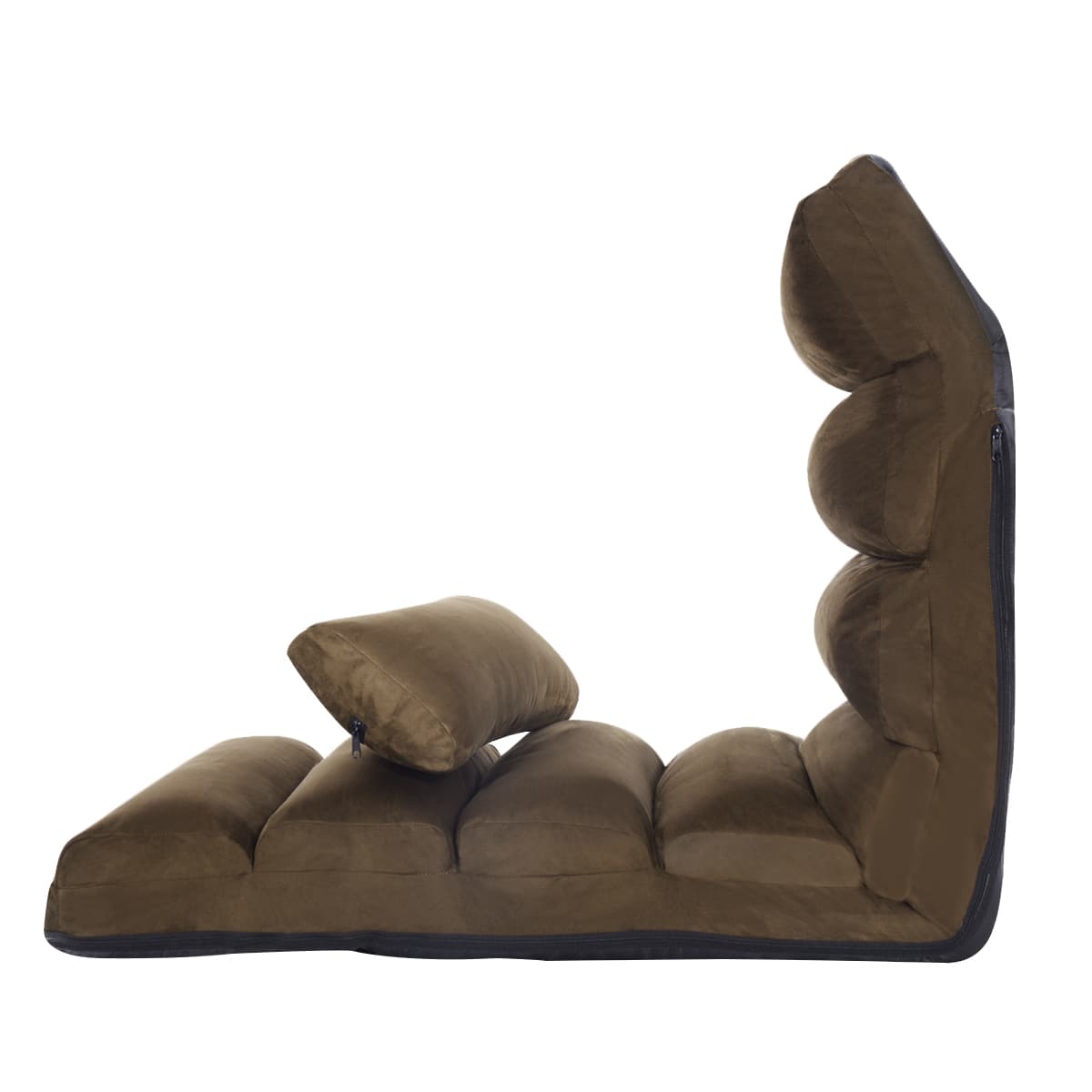 CostwayFauteuil Relax Pliable Réglable sur 5 Positions en Faux Daim Chaise de Sol pour Salon Mobilier de Bureau Chambre Marron
