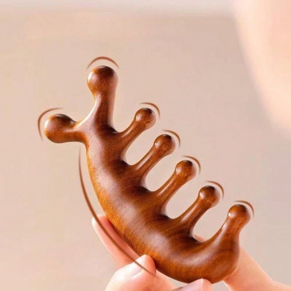 1 pièce Peigne de massage en résine à cinq dents, outil de relaxation en raclage de stimulation de points d'acupuncture de tête pour la