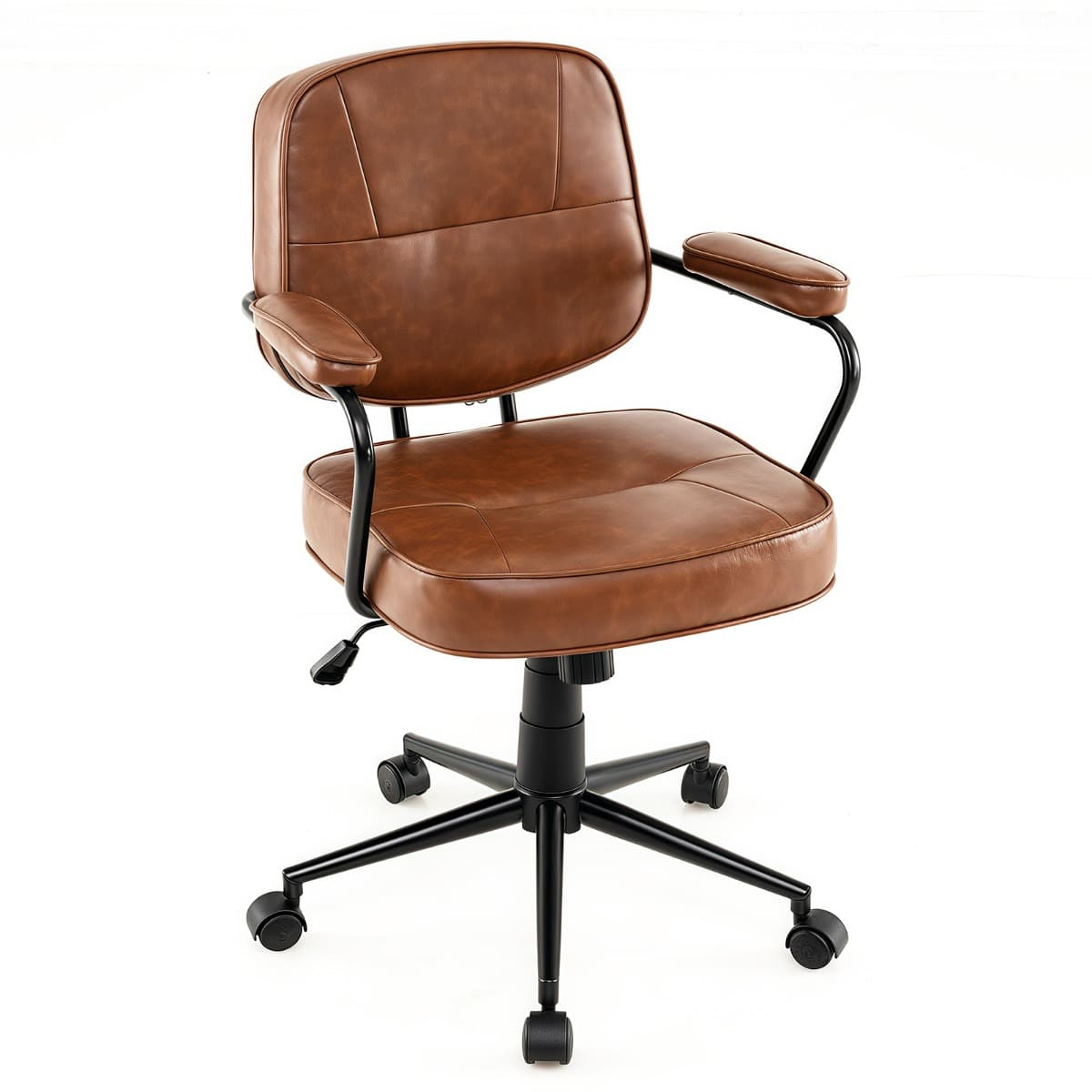 Chaise de Bureau en Similicuir Chaise Rembourrée avec Accoudoirs Rembourrés Chaise Pivotante Réglabl