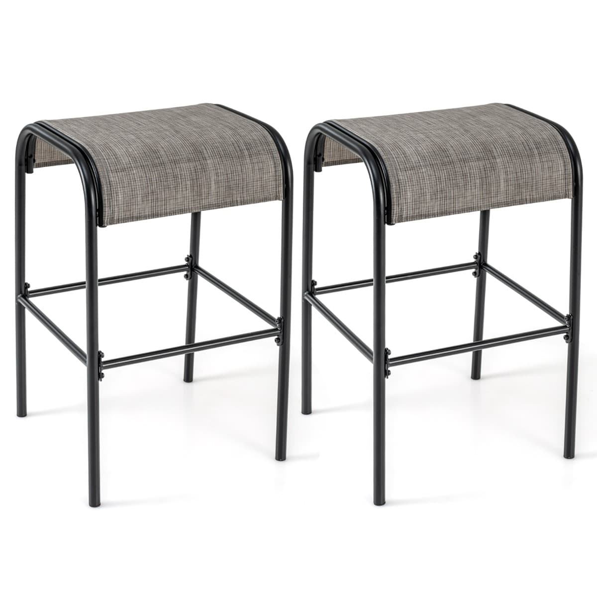 Ensemble de 2 Tabourets de Bar Tabourets Bistrot en Métal Haut de 76 cm Siège en Tissu Incurvé Cadre